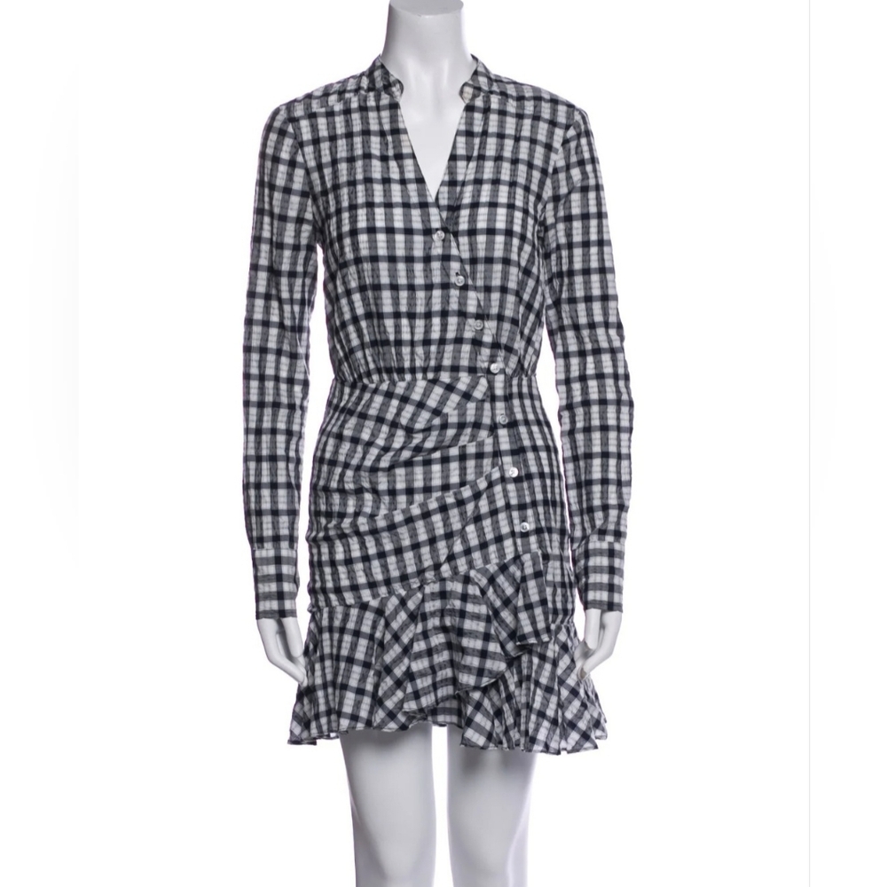 Veronica Beard Plaid Long-Sleeve Wrap Dress